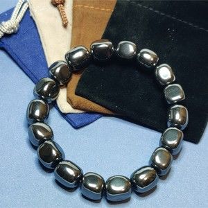 Hematitie stretch nugget bracelet natural stone w/Free felt pouch-NB21